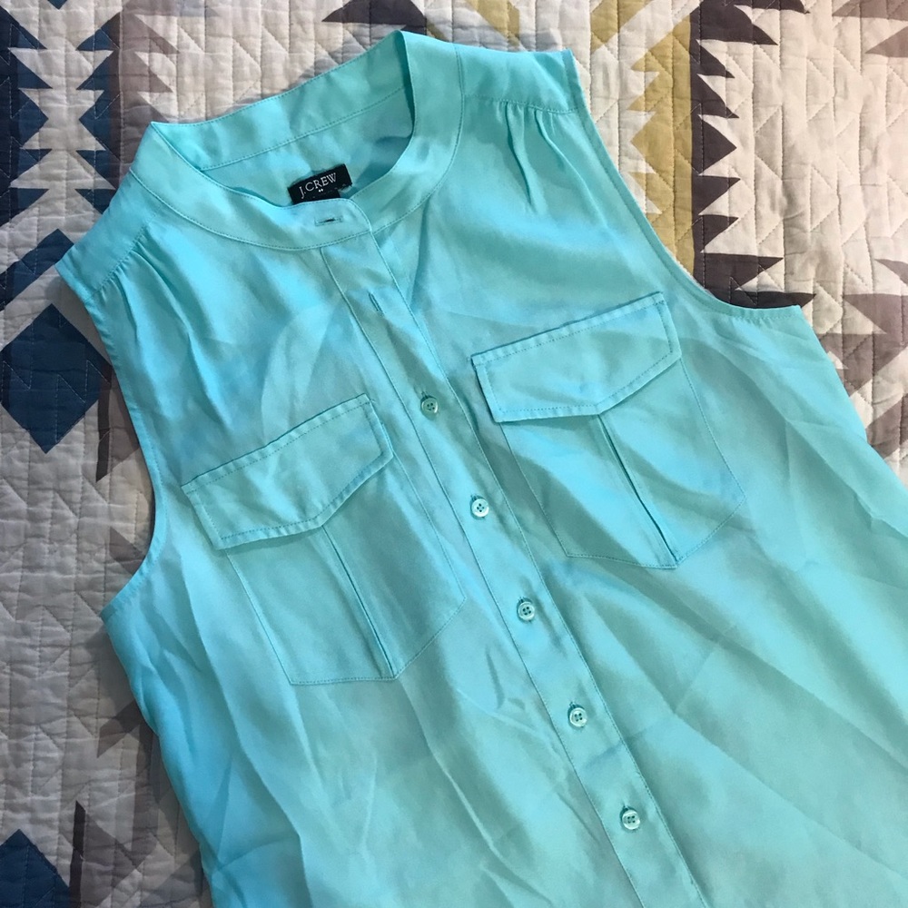 J. Crew Seafoam Blue Sleeveless Buttondown